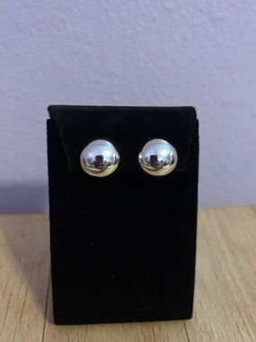 Classic Brushed Silver Dome Button Clip-On Earrings